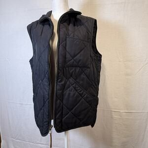 J. CREW Men's Navy Blue Sussex Quilted Thermal Insulated Full-Zip Vest - Small